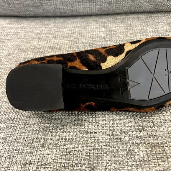 EUC Aquatalia Penina Calf Hair Leopard Flats Size 7 Pointed Toe Italian Designer - Picture 8 of 16